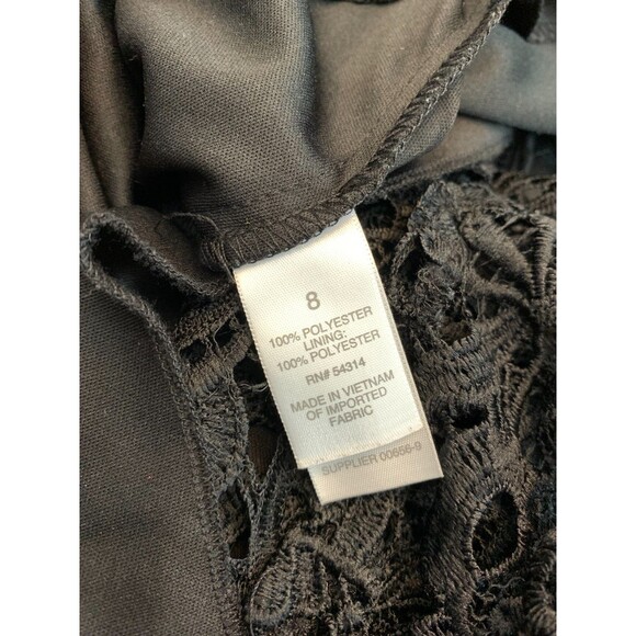 BISOU BISOU Dress Womens 8 Sleeveless Lace Midi Bodycon Tank Sheath Floral Black - Picture 7 of 9